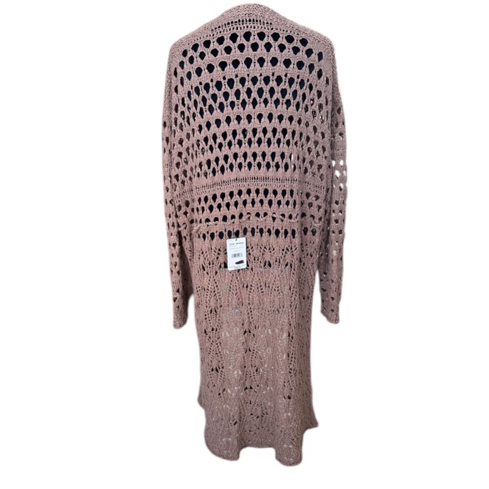 Free People Mauve Open-Knit Long Cardigan – Boardwalk Brown – Size Small (NWT) - Picture 2 of 12